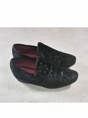 La Milano Broderick Mens Loafer Size 9 Black Crushed Velvet Italian Design